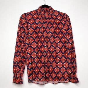 Tucker NYC Stella Top Sunbird Song in Rayon Jersey Smock Mock Neck Blouse